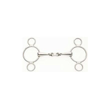 (6in, Silver) Lorina French Link 2 Ring Continental Horse Gag