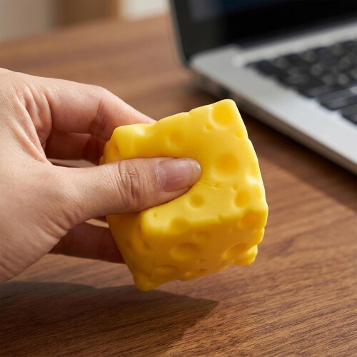 Γιγάντιο κίτρινο τυρί Squishy κύβος 5cm - μαλακό καινοτομία φαγητό στρες γραφείο 1