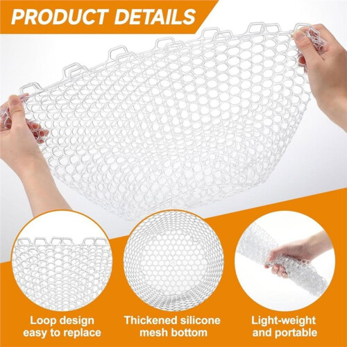 2Pcs Rubber Fishing Net Replacement Netting Without Handle Fly Fish Landing  Bag Foldable Rubber Mesh White 2