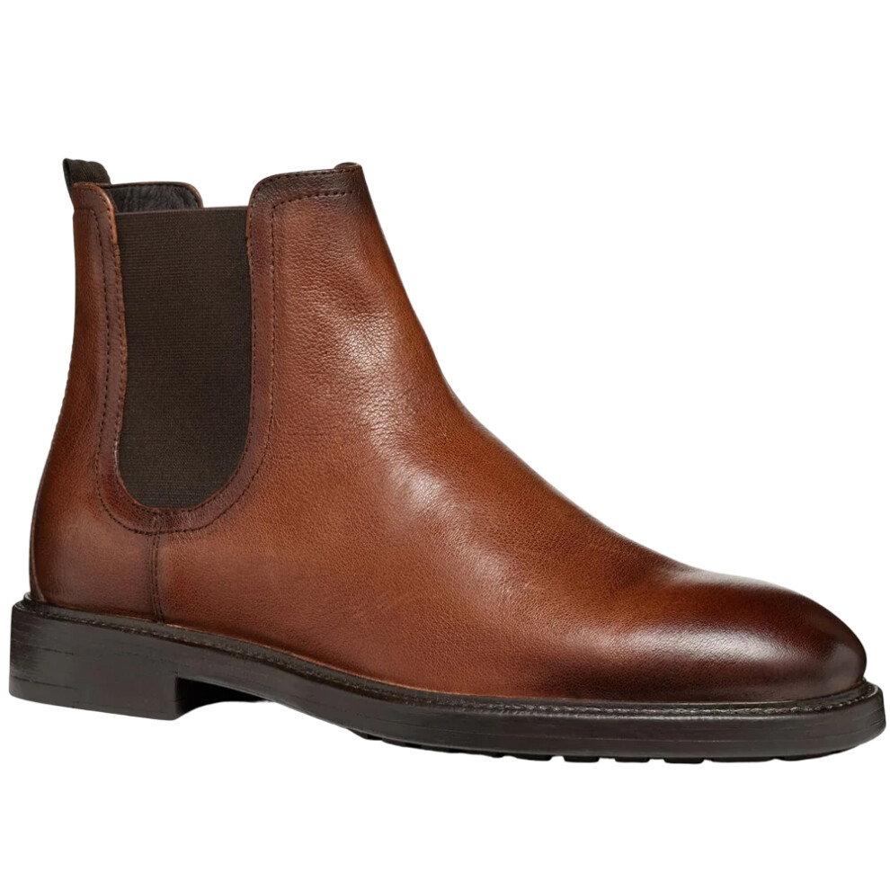 Geox (11 Uk, Cognac) Mens Tiberio Patent Leather Ankle Boots Multicoloured