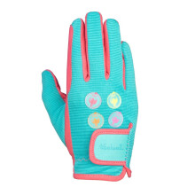 (S, Pink/Teal/Aquarius) Hy Childrens/Kids Thelwell Collection All Rounder Riding Gloves