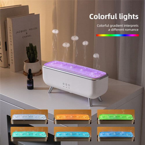 Maneter Dekompressionseffekt Diffuser Simulering Flame Aroma Diffuser Färgglad Belysning Luftfuktare för Kontor EU-Kontakt 2