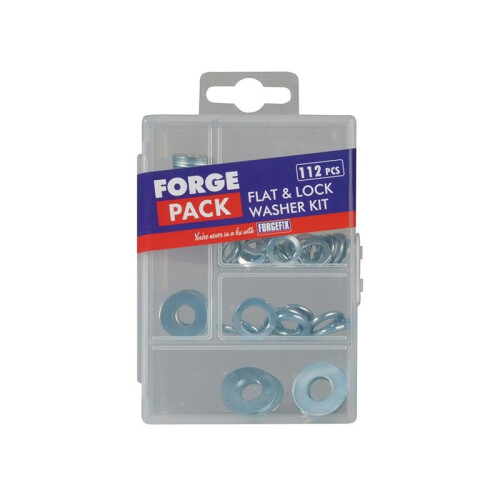 Forgefix Forgefix Flat & Lock Washer Kit, 112 Piece
