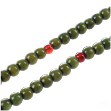 3X Olive Green Sandalwood Beads Buddha Buddhist Mala Stretch Necklace Rosary 29 inch