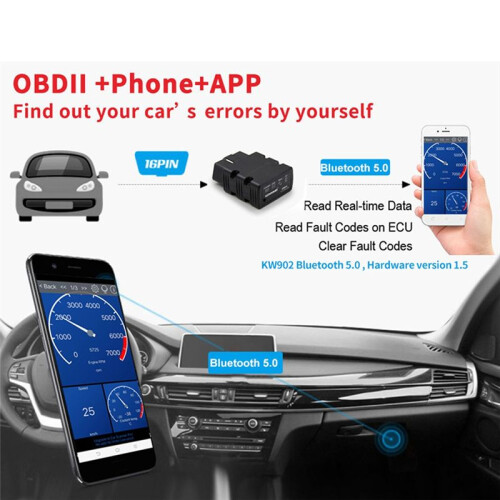 KONNWEI KW902 Elm327 V1.5 Car Diagnostic Tool Code Reader  5.0 OBD 2 OBD2 Scanner for Android IOS with  Button 1