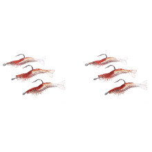 6Pcs 6cm/3G Artificial Fishing Lure Bionic Shrimp Prawn Soft Bait Fishing Tackle Luminous Lifelike with Hook Red