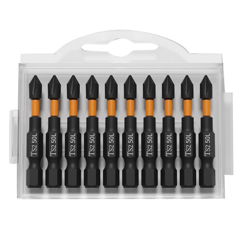 10PCS 50mm PH2 Magnetic  Bit Set  Phillips Impact Batch  Hardness Screwdriver Bit Screw Driver Hand Tool