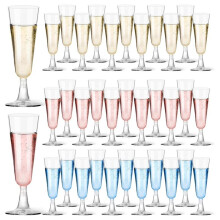 Lot de 40 Verres à Champagne en Plastique Transparent Jetables de 15 Cl, Idéal pour les Fêtes