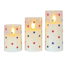1set/3pcs July 4th Decorative Flameless Candles with Remote Control, Set of 3, Electronic Candle Light