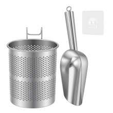Stainless Steel Ice Scoop with Holder for Freezer, Ice Machine, Metal Ice Scooper for Ice Makers