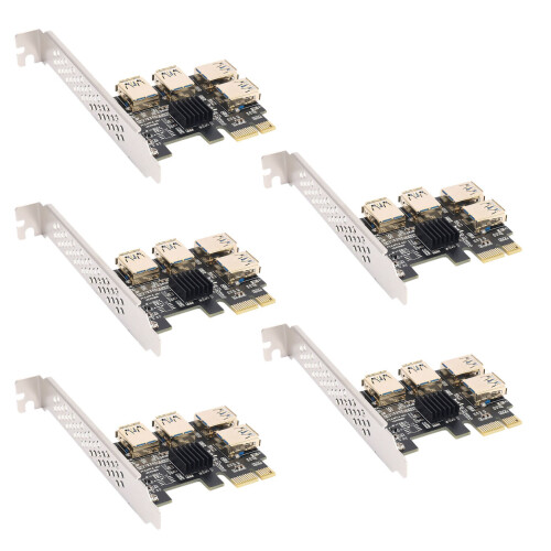 5X New 4  PCIe Riser Adapter Board PCI-E 1X to 4 USB 3.0 PCI-E Rabbet GPU Riser Extender Ethereum ETH/Monero XMR