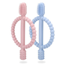 Baby Teething Toys with Easy-Hold Handle,Infant Toothbrush, Textured Both Sides Helps Massage, Soothe Sore Gums