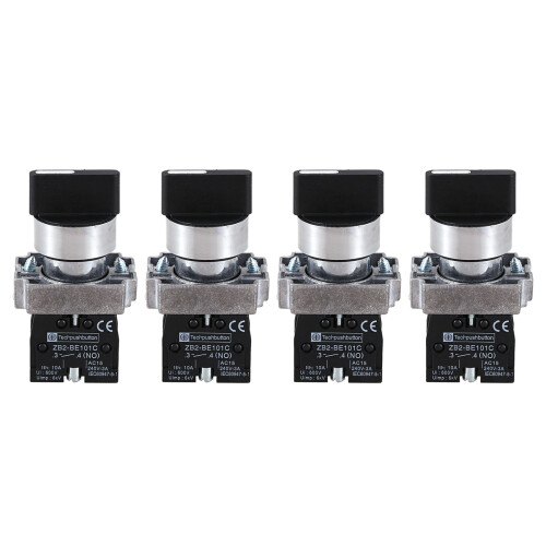4X 22mm Latching 2 NO 3-Position Rotary Selector Select  ZB2-BE101C Black