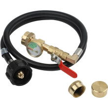 Propane Refill Adapter Hose with Pressure Gauge and Control Valve for Connector Brass LP Gas Tank Refill Kit