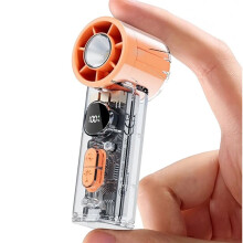 Transparent Handheld Fan, with LED Lighting, 100 Speed Settings, USB Rechargeable Portable High-Speed Electric Fan