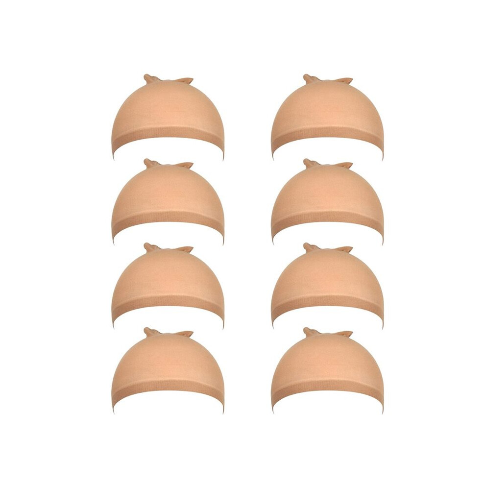 Unisex Brown 8 Pieces Light Stocking Wig Caps Stretchy Nylon Wig Caps For Women For Secure Hair Fixing