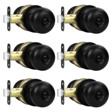 Black Door Knobs, 6-Pack Privacy Door Knobs, Interior Door Knob for Bedroom/Bathroom, Keyless Modern Matte Black Lockset