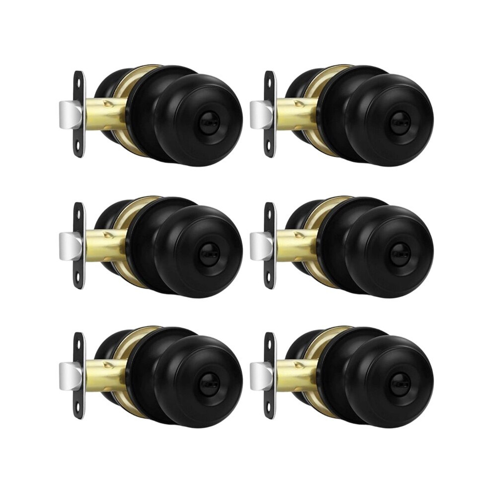 Black Door Knobs, 6-Pack Privacy Door Knobs, Interior Door Knob For Bedroom/Bathroom, Keyless Modern Matte Black Lockset 4713291168446