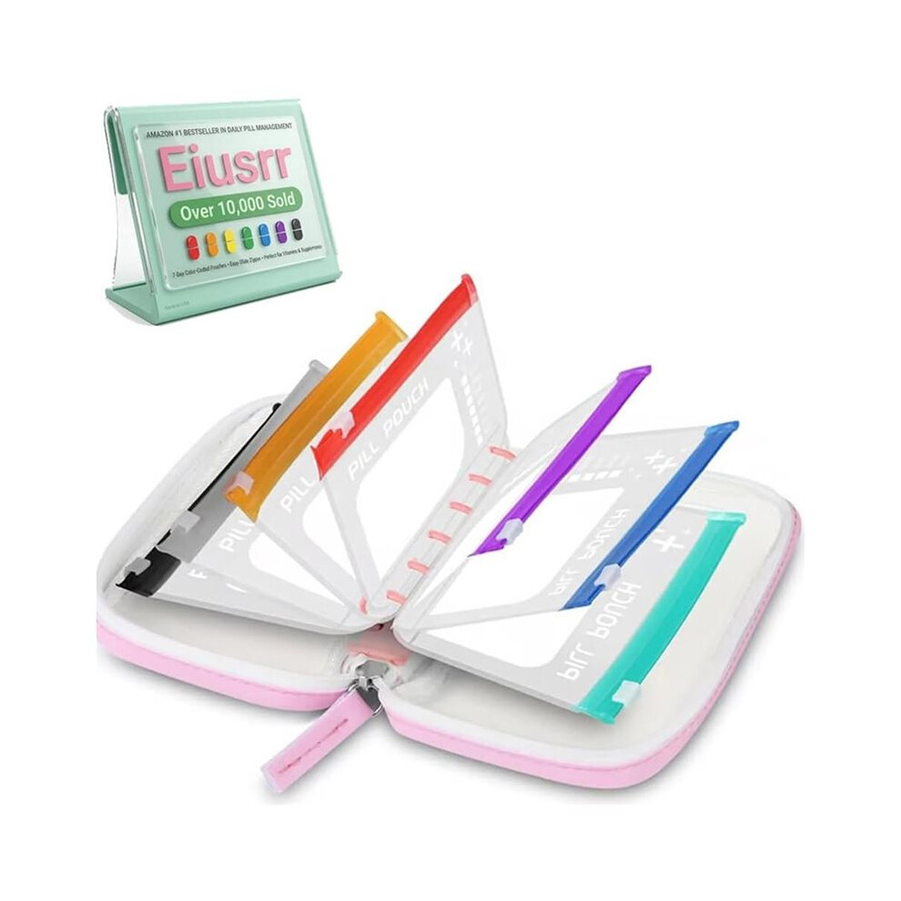 14-Day Waterproof Pill Pouch Set - Zipper Case with Daily Organizer for Medication