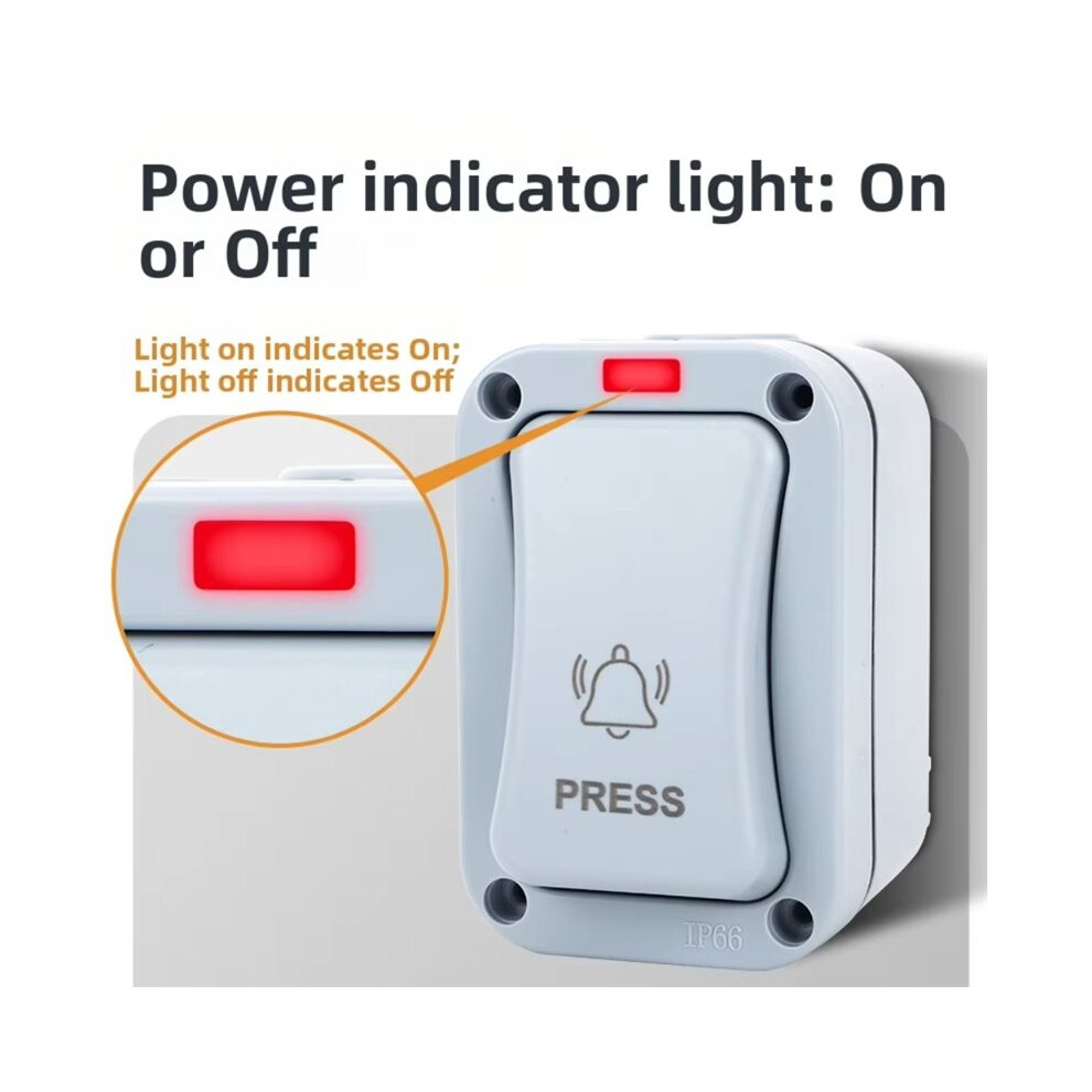 Ac250v Doorbell Self-Resetting Outdoor Ip66 Waterproof Doorbell Control Push-Button Patio-Mounted 4711854098698