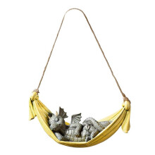 Bed Dinosaur Resin Ornaments Pendant Garden Decoration Hammock Dinosaur Statue Garden Interior Decoration (Yellow)
