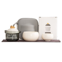 Portable Ceramic Tea Set for Travel-Includes 1 Teapot, 2 Cups and Carrying Bag Ideal for Outdoor and Business Trips B