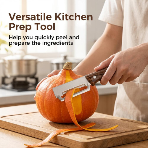 (1PC, -) Premium Vegetable Peeler – Wooden Handle, Multi-functional Kitchen Tool 1