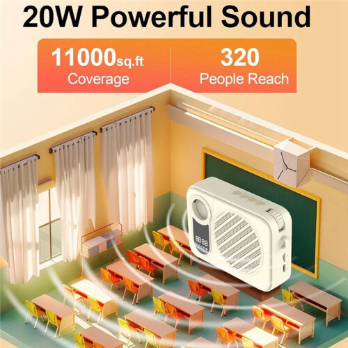 Voice Amplifier with Wireless Lavalier Microphone, Portable Personal Megaphone Speaker for Classroom,Tour Guide, Elderly 2
