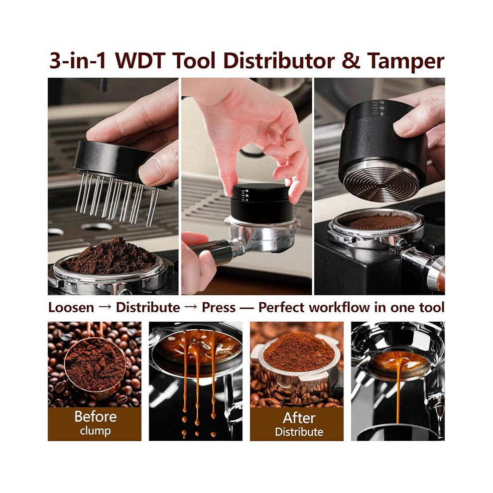 Coffee Distributor And Tamper With Wdt Tool Espresso Distribution Tool Constant-Pressure Coffee Tamper With Scale 53Mm 6033335453344