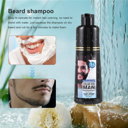 Permanent Bart Farbstoff Shampoo für MäNner Bart Sterben Entfernung Weiß Grau Bart Haar MäNner Bart Shampoo 200ML 2