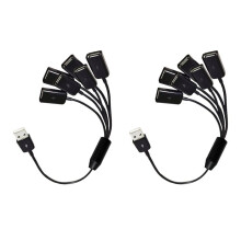 2X USB Extension Cable 6 in 1 USB Charge Fast 3A Charging Date Cable Y Splitter Cable USB Male to USB Female 1 to 6 Cord
