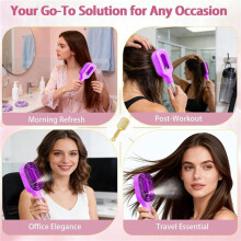 Hair Brush with Water Sprays -2-in-1 Detangling Brush with Built-in Fine Mist, Portable Wet & Dry Styling Purpler
