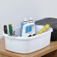 Plastic Storage Basket Portable Shower Caddy Tote Organizer Basket with Handle for Bathroom, Bedroom, Kitchen White