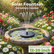 Solar Bird Bath Fountains Pump with 6 Nozzles,Free Standing Floating Water Fountain Pump for Bird Bath,Garden,Pond
