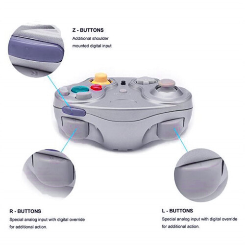Wireless Game Controller for GameCube NGC Console with 2.4GHz Receiver Adapter Ergonomic Joystick Gamepad Manette B