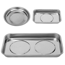 4 Magnetic Tray with Magnetic Pin Bolt Holder Round Magnetic Parts Bowl Stainless Steel Pickup Tool Tray for Mechanic'S