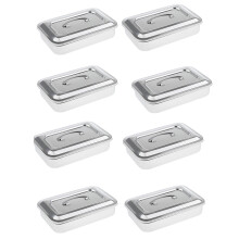 8X Edelstahlbehaelter Box Instrumentenschale Zur Aufbewahrungsbox mit Deckel Werkzeuge Dosen - 9 Zoll Kein Loch