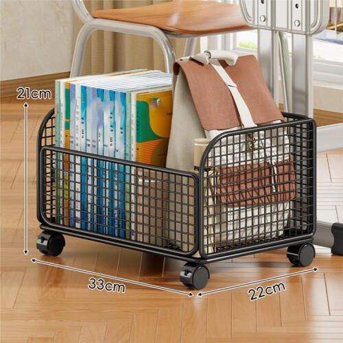 Under Desk Mobile Mesh Rolling File Organizer Cart with Lockable Casters for Small Spaces White 1