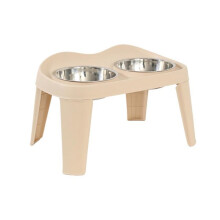 Dog Classic Faltbarer, Erhöhter Doppelnapf für Mittelgroße und Große Hunde, Geeignet für Golden Retriever, Beige