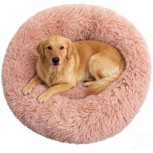 Plush Round Machine-Washable Pet Bed, Warm for Autumn and Winter, Cat and Dog Bed in One. Gradient Black