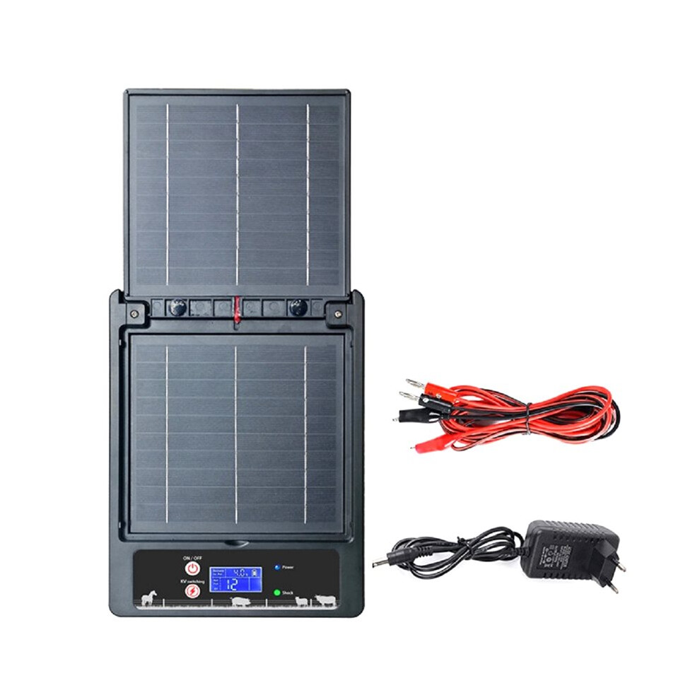 10Km 2J Solar Electric Fence Controller 18000Ah Battery 6-12Kv Adjustable For Farm Livestock Poultry Fenceenergizer Eu 6033997745238