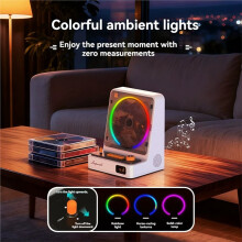 Vintage Inspired Player CD Player Dual Stereo Speakers 5200mAh Rechargeable Ambient Light FM Radio Remote