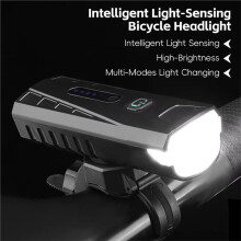 400LM Lichtsensor Fahrradscheinwerfer, Wasserdicht, Konzentrierter Lichtstrahl, Frontlicht, Intelligente Dimmfunktion, Fahrradtaschenlampe