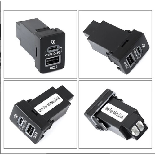 For  Outlander Eclipse  L200 Triton QC3.0 Type C PD USB Quick Car Charger Socket Nondestructive Harne 2