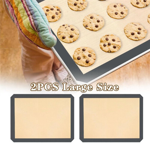 2PCS Silicon Baking Mats, Reusable Silicon Baking Mat Sheet, Baking Sheets Non-Stick, Food Safe Baking Mats 2