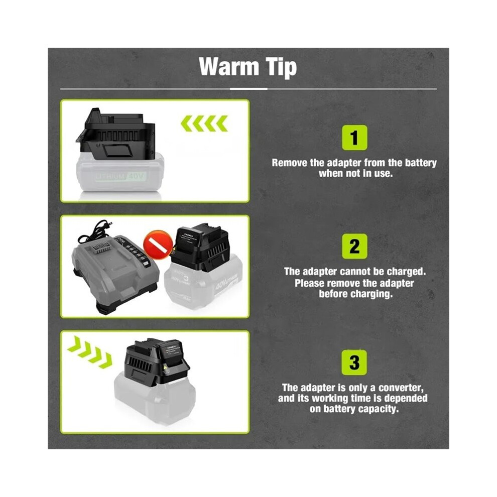 Ryb40mil18 Battery Adapter For 40V Li-Ion Battery Convert To For 18V Battery, 6032227055710