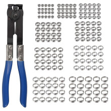 180PCS Single Ear Hose Clamps Stainless Steel 5.8-21mm Crimp Hose Clamp with Ear Clamp Plier Pincer Crimper Fitting Tool