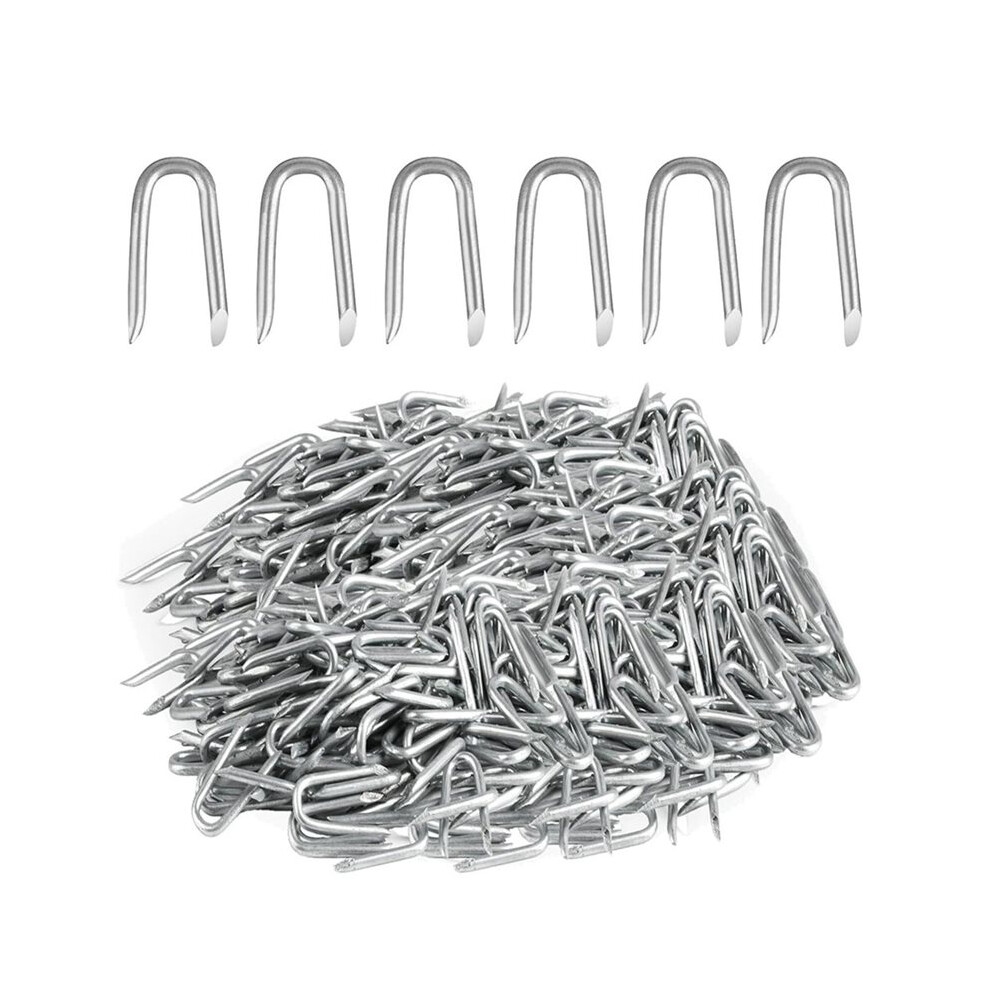 500 Pcs Wire Staples, Fence Stapless, Steel U Nails For Fencing, U Shaped Wire Nails, Galvanized Barbed W 6032411585962