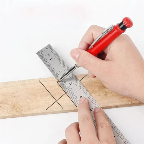 Solid Carpenter Pencil Set with 12 Refill Leads Built-in Sharpener Marking Tool Woodworking Deep Hole Mechanical Pencils