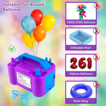 Balloon Pump Electric 600W Dual Nozzle Balloon Blower Inflator for Party Decoration and Gifts EU Plug
